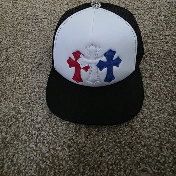 Chrome Hearts Hat with Red, White, and Blue Crosses - Picture 1 of 6